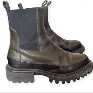 AllSaints Harlee Boots Lug Sole Dark Green Chunky Edgy